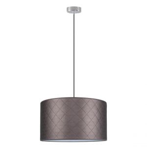 Mirabella Lampe Suspendue Métal Chromé Câble en Tissu Anthracite Abat-jour en Matière Synthétique Brune