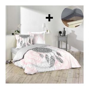 Image de Pack parure de couette 220x240 cm Namaste + drap housse 140x190 Gris