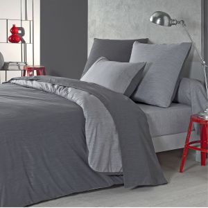 Origin Parure de lit bicolore en polyester gris 200x200