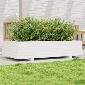 VidaXL Jardinière blanc 110x60x26,5 cm bois de pin massif, jardinière d'extérieur, bac à fleurs, boîte à plantes, jardinière de terrasse