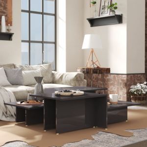 VidaXL Tables basses 2 pcs Gris brillant 111,5x50x33 cm Aggloméré