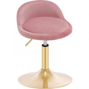 Chaise de Maquillage Woltu en Velours + Métal - Tabouret Coiffeuse - Tabouret Pivotant Réglable en Hauteur 42,5-59 cm - Rose + Or