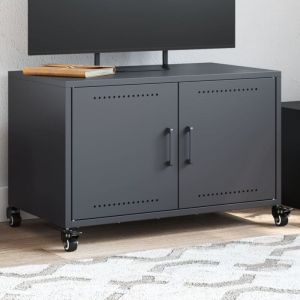 VidaXL Meuble TV, Armoire de T&eacute;l&eacute;vision avec Portes, Support T&eacute;l&eacute; avec Rangement Salon Salle de S&eacute;jour, Anthracite 846640