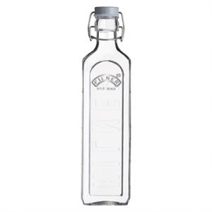 Image de Kilner Bouteille en verre carrée avec fermeture clip gris 1L - RAY-0025-007