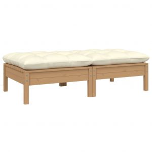 VidaXL Canapé 2 places de jardin et coussins crème Bois de pin solide - Brun