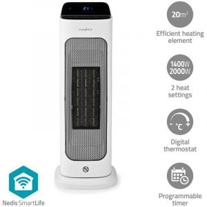 Nedis HTFA20WTW - Ventilateur avec un élément chauffant 1400/2000W/230V Wi-Fi Tuya + Télécommande