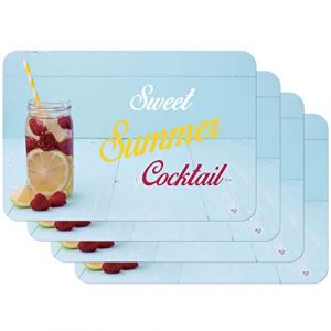 Venilia Set de table imprimé Cocktail rose, Napperon pour salle à manger, Tapis de table à manger, rectangulaire, 4 pièce, 45 x 30cm, 59091