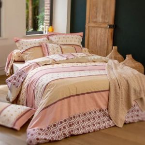 Linnea Housse de couette 100% coton inouk rose/beige 300x240 cm