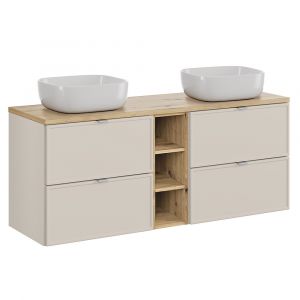 Meuble double vasque 140cm 3 niches Alba Cachemire