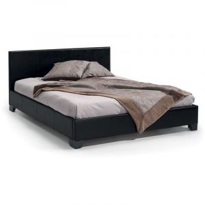Meublorama - Lit double design coloris noir pour adulte collection roma, 160x200 cm, sommier inclus