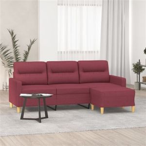 VidaXL Canapé à 3 places avec repose-pieds Rouge bordeaux 180 cm Tissu, canapé, canapé avec repose-pieds, canapé trois places, canapé 3 places