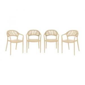 Chaise de jardin empilable avec effet corde beige (lot de 4) - Jovia