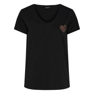Pieces T-shirt col V, motif devant Noir - Taille L;M;S;XL;XS