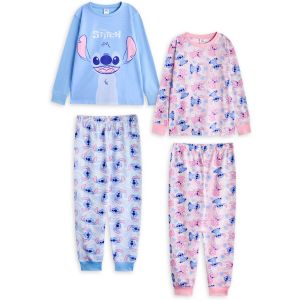 Disney Lilo & Stitch Ensemble de Pyjama pour Filles Pack de 2 | V&ecirc;tements de Nuit Bleus et Roses Stitch & Angel Graphic All Over Print | Haut &agrave; Manches Longues et Bas de Pyjama &agrave; Jambes Longues