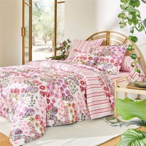 Housse de couette percale de coton GAIETE D'ETE - rose