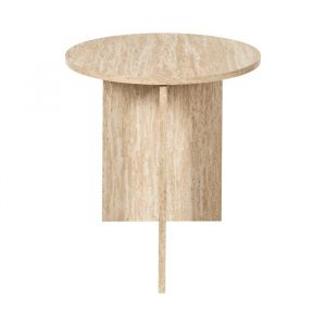 The home deco factory Table D'appoint - Home Deco Factory - Pietra - Effet Pierre - Blanc Et Beige - 45 X 45 X 45 Cm