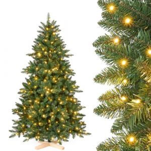 YORBAY Sapin de Noël Artificiel 180CM, 310 Lumières LED avec 10 Modes, Sapin Artificiel pour Décoration avec Support