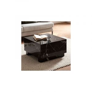 M&S Table basse carrée 60x60x35 cm aspect mabre brillant noir - trya