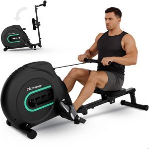 Rameur Flowsense Elvora Lite - Rameur pliable - Résistance élastique - Affichage LCD - Silencieux et compact - Pour utilisateurs jusqu'à 200 cm / 115 kg - Rameur Home Fitness