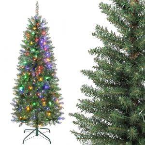 Homcom Sapin de Noël artificiel - 150 cm - 170 lumières 635 pointes support en métal pliable - plastique - vert