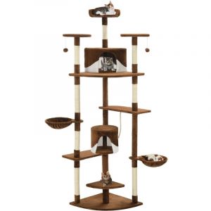 VidaXL Arbre à chat avec griffoirs en sisal 203 cm Marron et Blanc