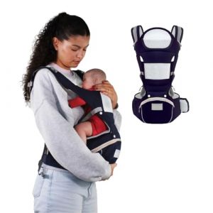 Porte-bébé 6 en 1 Respirant 3-36 mois Bretelles réglables Coton Poche Bleu Moley Mobiclinic