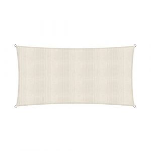 Lumaland Sunsail rectangulaire 2 x 4 mètres | Protection Solaire résistante aux intempéries avec Cordes de Fixation | Terrasse, Jardin et Balcon, Toile à Voile HDPE, Protection UV [crème]