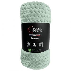 Soleil d'Ocre Couverture, Plaid 180x220 cm COCOONING Vert Eau
