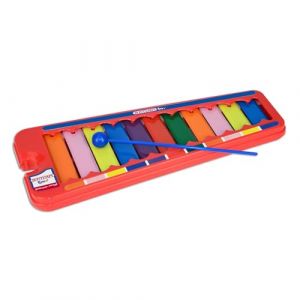 Bontempi | Xylophone Coloré, Métallophone 11 Lames Métalliques Notes Colorées Sol-Do avec Baguette, 31x12.5x2 cm