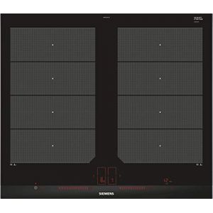 Image de Siemens EX675LXC1E, Intégré, Plaque avec zone à induction, Verre-céramique, Noir, Acier inoxydable, 3700 W, 19 cm