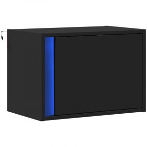 VidaXL Table de chevet murale avec lumières LED noir, table de chevet flottante, support de téléphone, table de chevet à LED