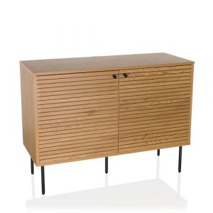 Hjh LIVING Sideboard avec 2 Portes ch&ecirc;ne LINNO S 100x40x74 cm Commode Style Industriel, &eacute;tag&egrave;res r&eacute;glables