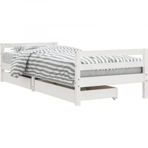 vidaXL Cadre de lit d'enfants tiroirs blanc 90x190 cm bois pin massif 834448