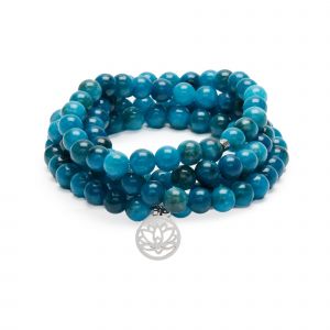 Bracelet Mala "R&eacute;v&eacute;lation" de 108 perles en Apatite
