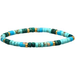 Bracelet Perles Heishi 4 Mm Turquoise Jaspe Vert Et Bleu
