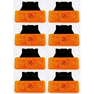 8 Pièces Orange Ambre 24V Côté Contour Marqueur 4 Leds Feux avec Supports Benne Remorque Châssis Camion Caravane Bus