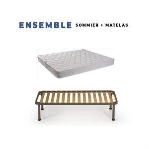 King Of Dreams Matelas Tissu Ignifuge 90x190 + Sommier Démonté + Pieds + Oreiller Mémoire + Protège Matelas Offerts Hauteur 15 cm Confo