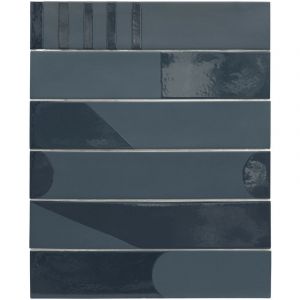 WADI DECOR INDACO - Carrelage 6x30 cm rectangulaire brillant bleu foncé 30171