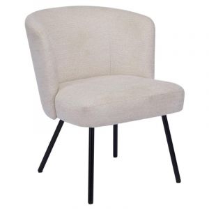 Fauteuil en tissu texturé beige et métal noir marvenio