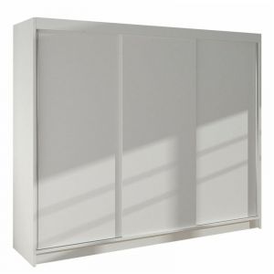 Atlanta Armoire 160, Blanc, 215x200x58cm, Portes d'armoire: Glissement, Nombre d'étagères: 0