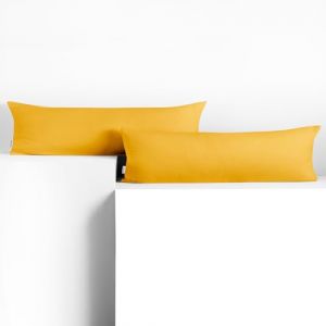 DecoKing 2 taies d'oreiller 20 x 120 cm Jersey Coton Fermeture éclair Jaune Ambre