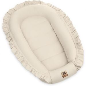 Réducteur de Lit bébé avec volants bébé Cocon Baby Nest nourrissons coussin 100% coton pour lit pour nouveau-né Nid de bébé Beige