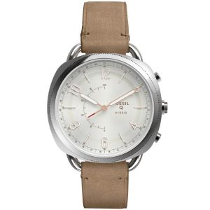 Image de Fossil Q Accomplice / Montre connectée hybride et étanche pour femme en cuir sable - Compatibilité iOS et Android - Boîte et pile incluses