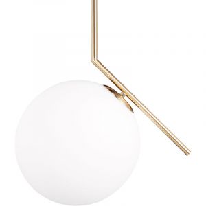 Image de Relaxdays Lampe à suspension abat-jour rond globe en laiton métal luminaire GLOBI design retro HxlxP: 75 x 45 x 30 cm, matt