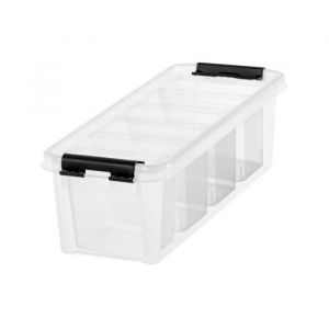 Boîte de rangement 3,5L empilable SmartStore Classic 4 Orthex P. 38 cm transparent avec 4 compartiments