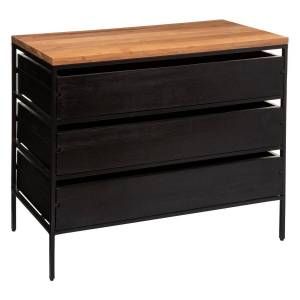 Image de Atmosphera Commode 3 Tiroirs Design "Yoho" 90cm Noir