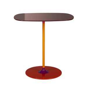 Image de Kartell Table basse THIERRY 33 x 50 cm (Bordeaux - Verre trempé peint au dos et acier peint)