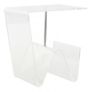 Table porte-revues métal transparent acrylique (40 x 30 x 44 cm)