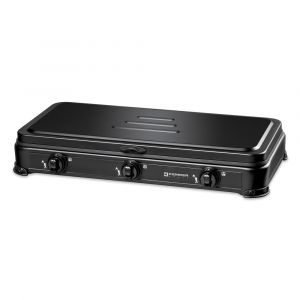 Kemper Réchaud gaz portable 3 feux 3450W Noir Couvercle Plaque de cuisson
