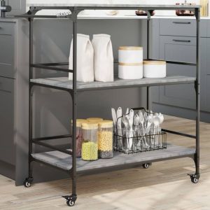 Chariot de cuisine sonoma gris 100,5x50x105cm bois d ingénierie